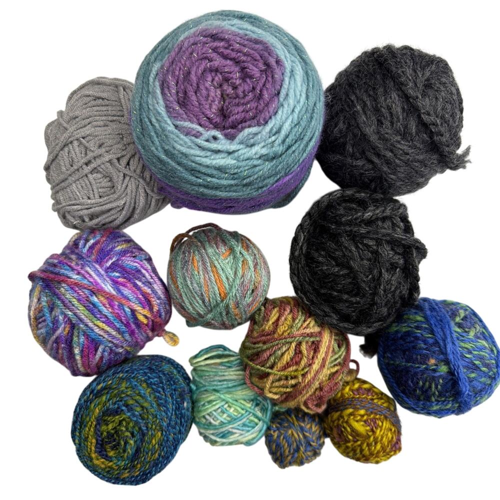 Yarn Mixed Lot Crochet Knit Homemade Homespun Soft Variegated Bundle 11 Ounces